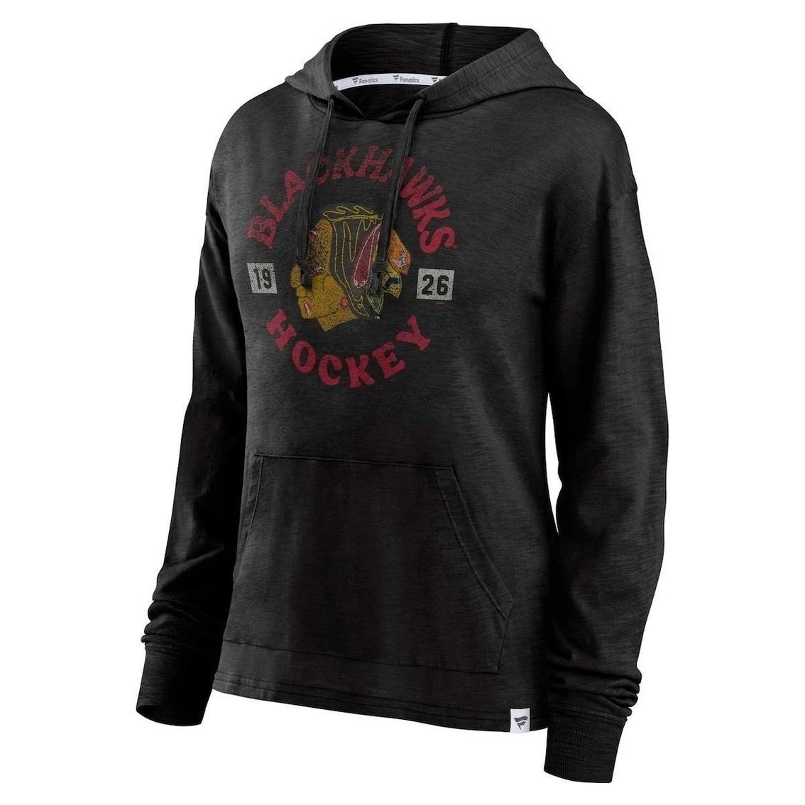 Wholesale π Women's Fanatics Branded Black Chicago Blackhawks Heritage Salvation Waffle Pullover Hoodie 𧨠- Image 3