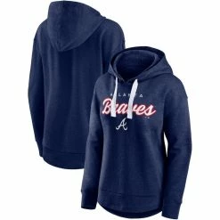 Coupon 🛒 Women's Fanatics Branded Heathered Navy Atlanta Braves Set To Fly Pullover Hoodie ✨