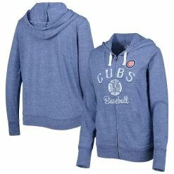 Wholesale 🎁 Women's Touch Royal Chicago Cubs Training Camp Tri-Blend Full-Zip Hoodie 🌟