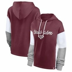 Hot Sale π Women's Fanatics Branded Maroon Texas A&M Aggies Play It Safe Colorblock Pullover Hoodie π