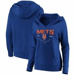 Best Sale β¨ Women's Fanatics Branded Royal New York Mets Core Live For It V-Neck Pullover Hoodie π§¨