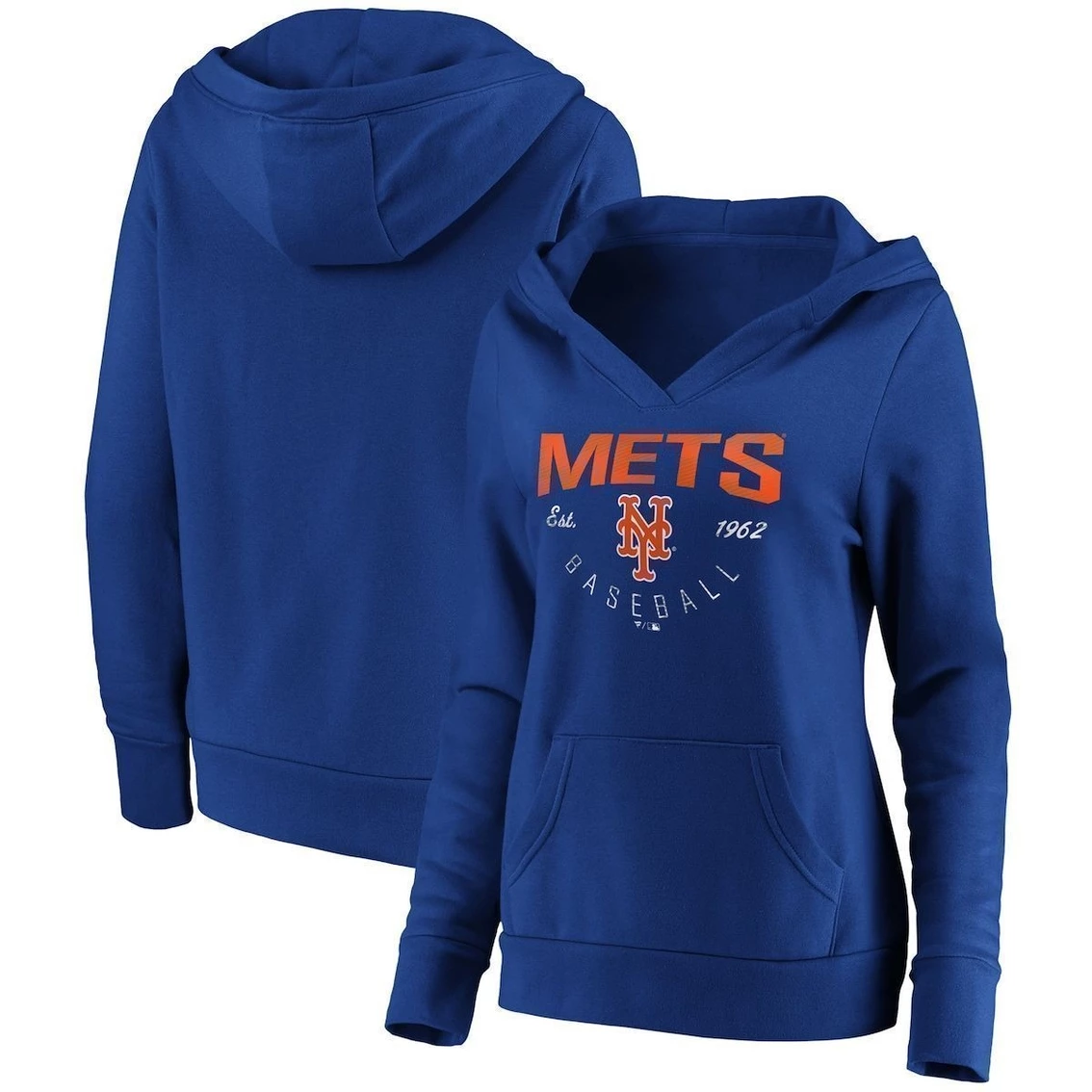 Best Sale ⨠Women's Fanatics Branded Royal New York Mets Core Live For It V-Neck Pullover Hoodie 𧨠- Image 2