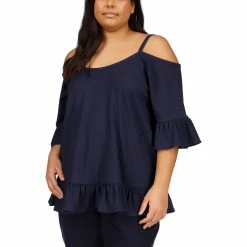 Flash Sale 🔥 Michael Kors Plus Size Solid Cold Shoulder Ruffle Tank 😍