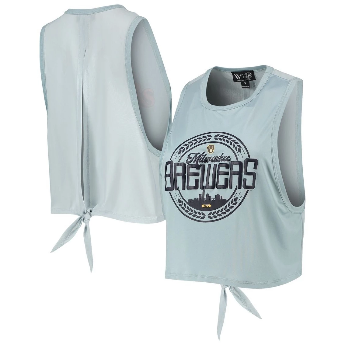 New π Women's The Wild Collective Light Blue Milwaukee Brewers Open Back Twist-Tie Tank Top π