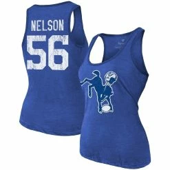 Budget 💯 Women's Majestic Threads Quenton Nelson Heathered Royal Indianapolis Colts Name & Number Tri-Blend Tank Top ⌛