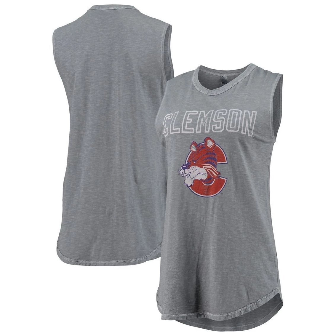 Brand new π Women's Alternative Apparel Heather Gray Clemson Tigers Inside Out Washed Tank Top π - Image 2