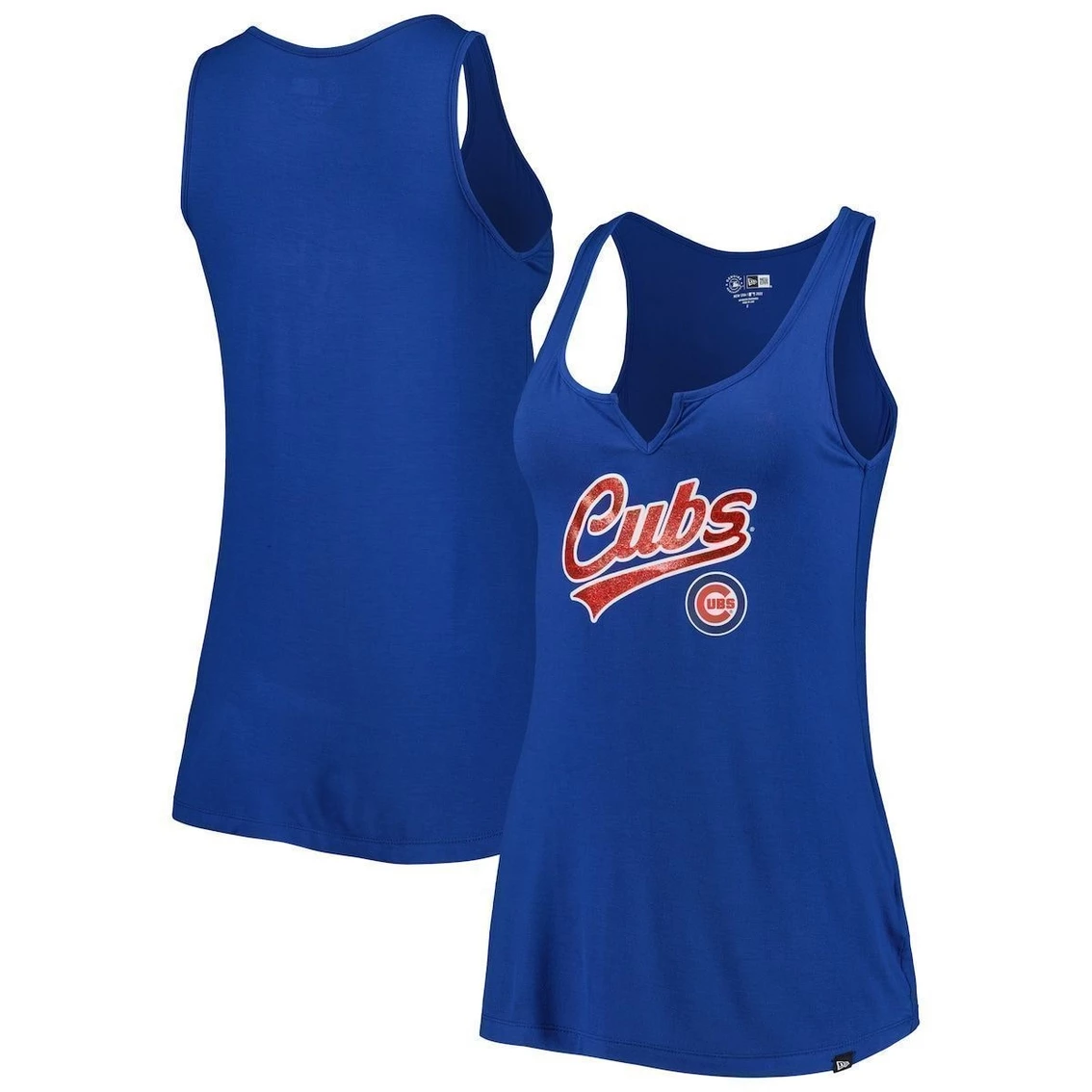 Flash Sale ❤️ Women's New Era Royal Chicago Cubs Notch Neck Tank Top ✔️