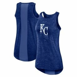 Promo 👍 Women's Nike Royal Kansas City Royals Logo Fade High Neck Performance Tank Top 💯