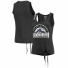 Promo 😉 Women's Majestic Threads Black Colorado Rockies Scoop Neck Racerback Side Tie Tri-Blend Tank Top 💯