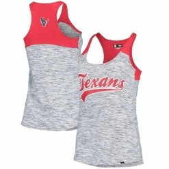 Discount 🤩 Women's New Era Red/Navy Houston Texans Space Dye Racerback Scoop Neck Tank Top 🔔