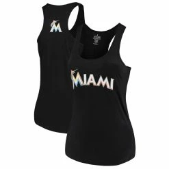 New 😍 Women's Soft As A Grape Black Miami Marlins Plus Size Swing For The Fences Racerback Tank Top ⭐