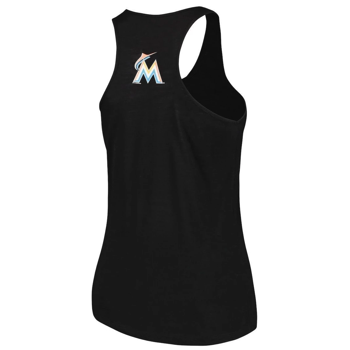 New π Women's Soft As A Grape Black Miami Marlins Plus Size Swing For The Fences Racerback Tank Top β - Image 4