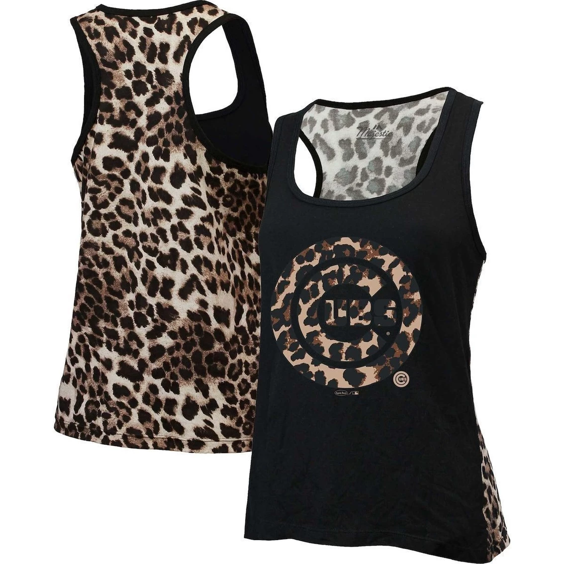 Top 10 β Women's Majestic Threads Black Chicago Cubs Leopard Tank Top π