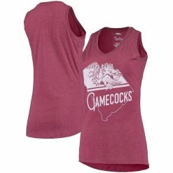 Discount ✔️ Women's Pressbox Garnet South Carolina Gamecocks Ferris Melange V-Neck Tank Top 🛒