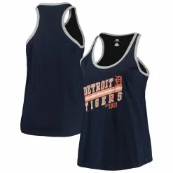 Hot Sale π Profile π© Women's Navy Detroit Tigers Plus Size Ringer Racerback Tank Top π