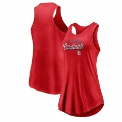 Discount ✨ Women's Fanatics Branded Red St. Louis Cardinals Simplicity Swing Racerback Scoop Neck Tank Top 🧨