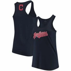 Cheapest ❤️ Women's Soft As A Grape Navy Cleveland Indians Plus Size Swing For The Fences Primary Logo Racerback Tank Top 👍