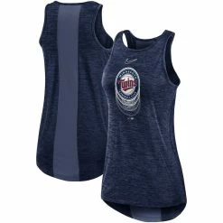 Budget ✨ Women's Nike Navy Minnesota Twins Logo Fade High Neck Performance Tank Top 👏
