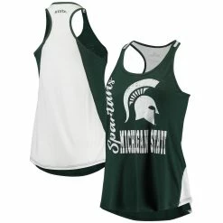 New π Women's Colosseum Green/White Michigan State Spartans George Glass 2-Hit Scoop Neck Racerback Tank Top π