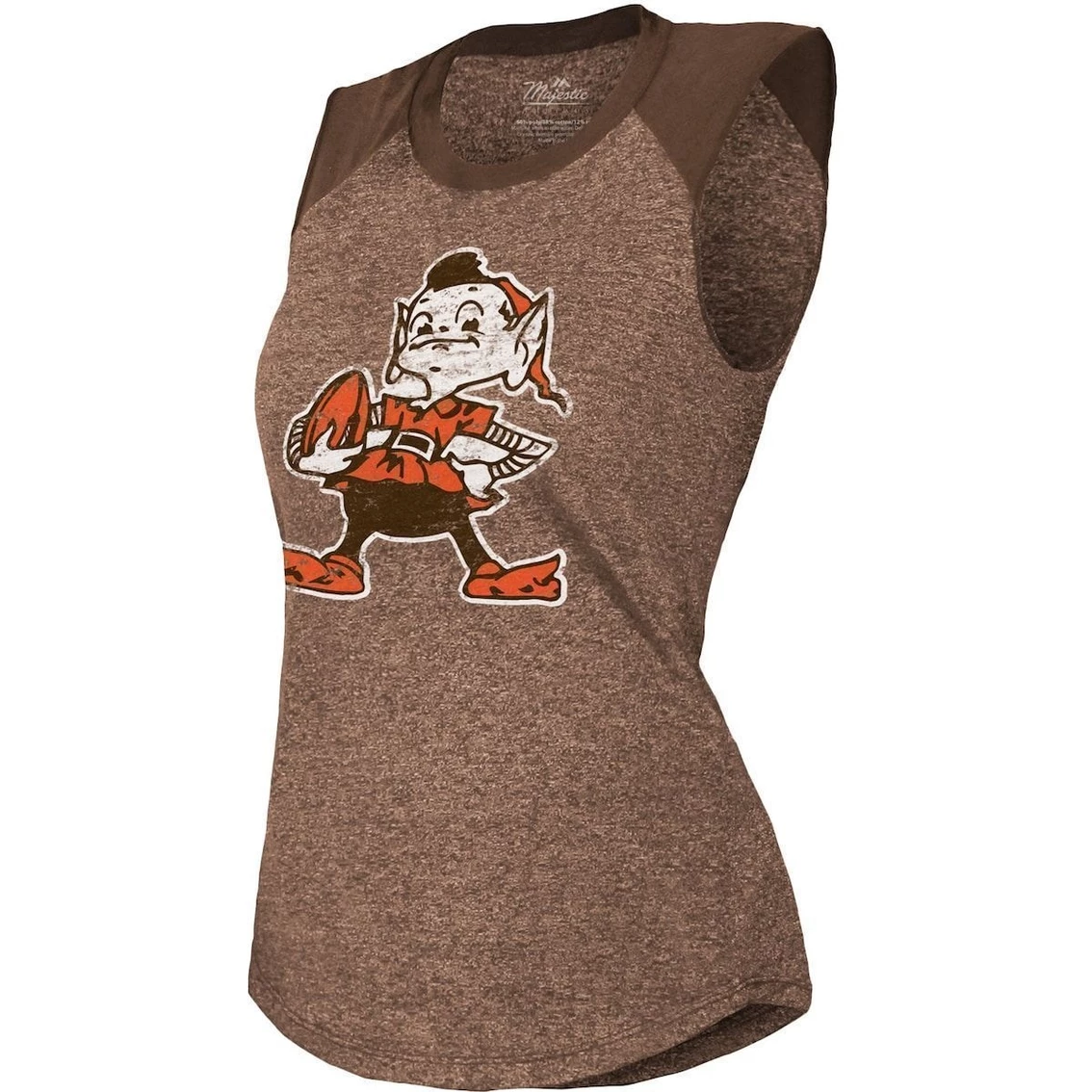 Best deal π₯ Women's Majestic Threads Brown Cleveland Browns Retro Tri-Blend Raglan Muscle Tank Top π - Image 3
