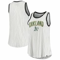 Best Sale 🌟 Women's New Era White/Black Oakland Athletics Team Pinstripe Jersey Tank Top 🧨