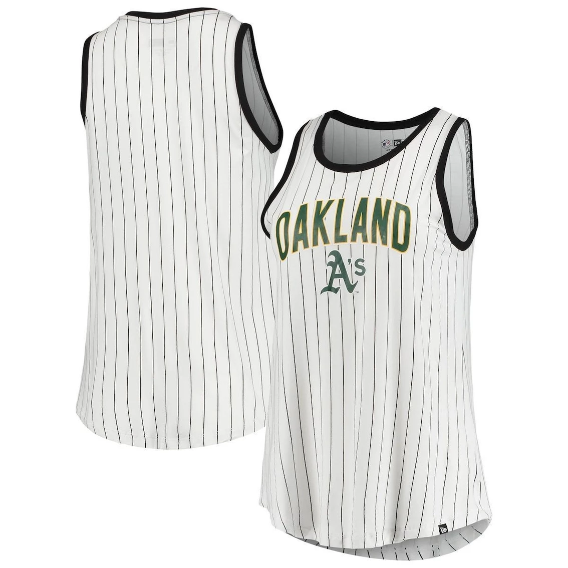 Best Sale π Women's New Era White/Black Oakland Athletics Team Pinstripe Jersey Tank Top π§¨