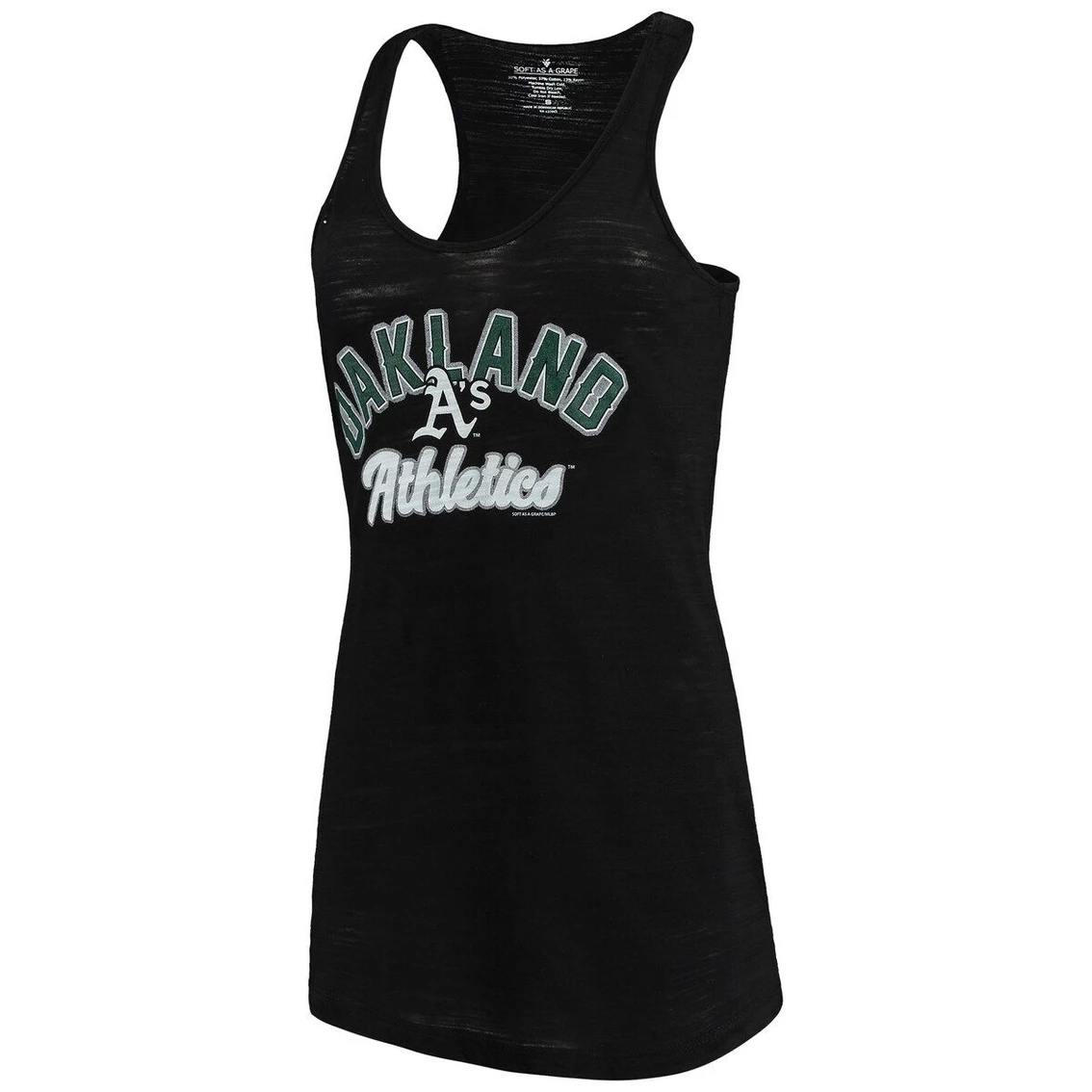 Brand new βοΈ Women's Soft As A Grape Black Oakland Athletics Multicount Racerback Tank Top π€© - Image 3