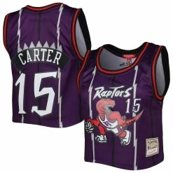 Wholesale 🔔 Women's Mitchell & Ness Vince Carter Purple Toronto Raptors 1998 Hardwood Classics Crop Player Tank Top 🥰