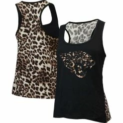 Best Sale 🎁 Women's Majestic Threads Black Jacksonville Jaguars Leopard Racerback Tank Top ✨