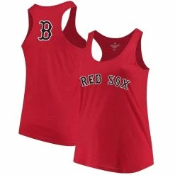 Promo 🎉 Women's Soft As A Grape Red Boston Red Sox Plus Size Swing For The Fences Tri-Blend Racerback Tank Top ✨
