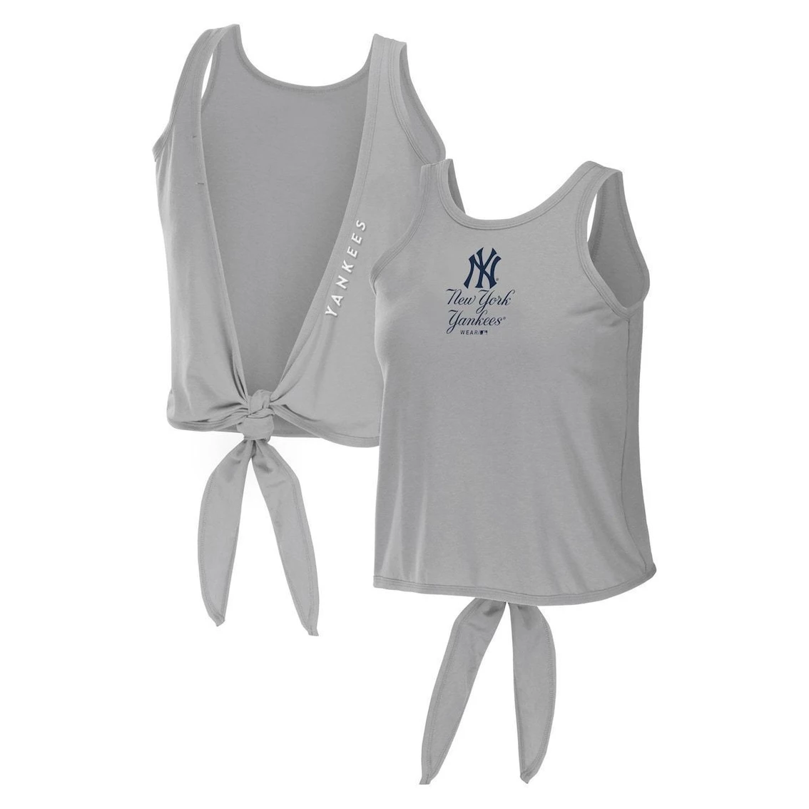 New π€© Women's WEAR By Erin Andrews Gray New York Yankees Open Back Twist Tie Tank Top π - Image 2