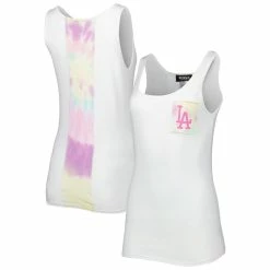 Best Sale ⌛ Women's Refried Apparel White Los Angeles Dodgers Tie-Dye Tank Top 👏
