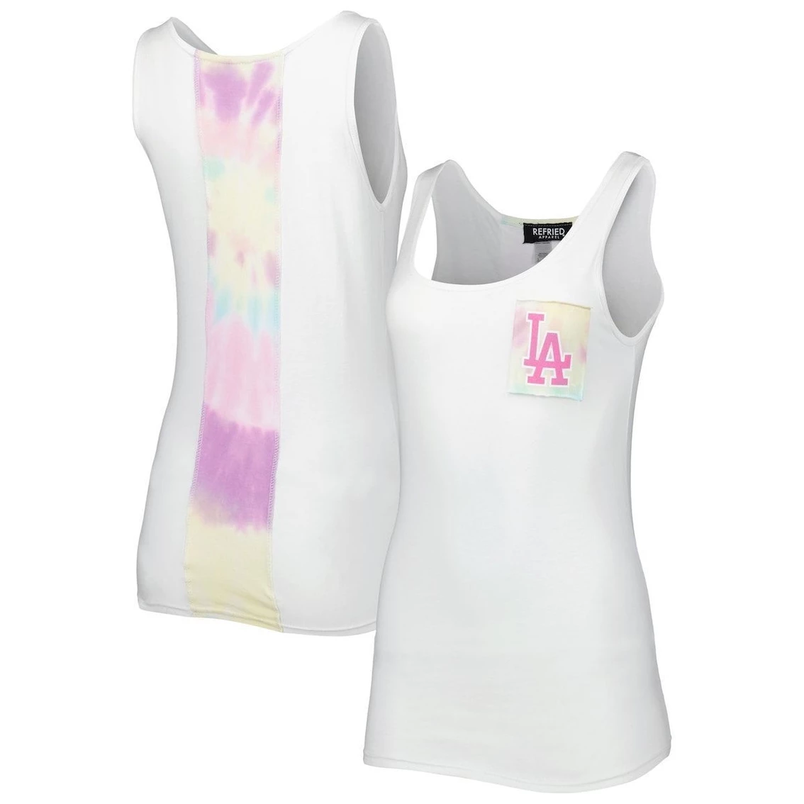 Best Sale β Women's Refried Apparel White Los Angeles Dodgers Tie-Dye Tank Top π