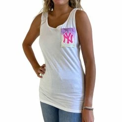 Flash Sale π Women's Refried Apparel White New York Yankees Tie-Dye Tank Top π