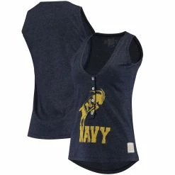 Wholesale ⌛ Women's Original Retro Brand Navy Navy Midshipmen Relaxed Henley Tank Top 🥰