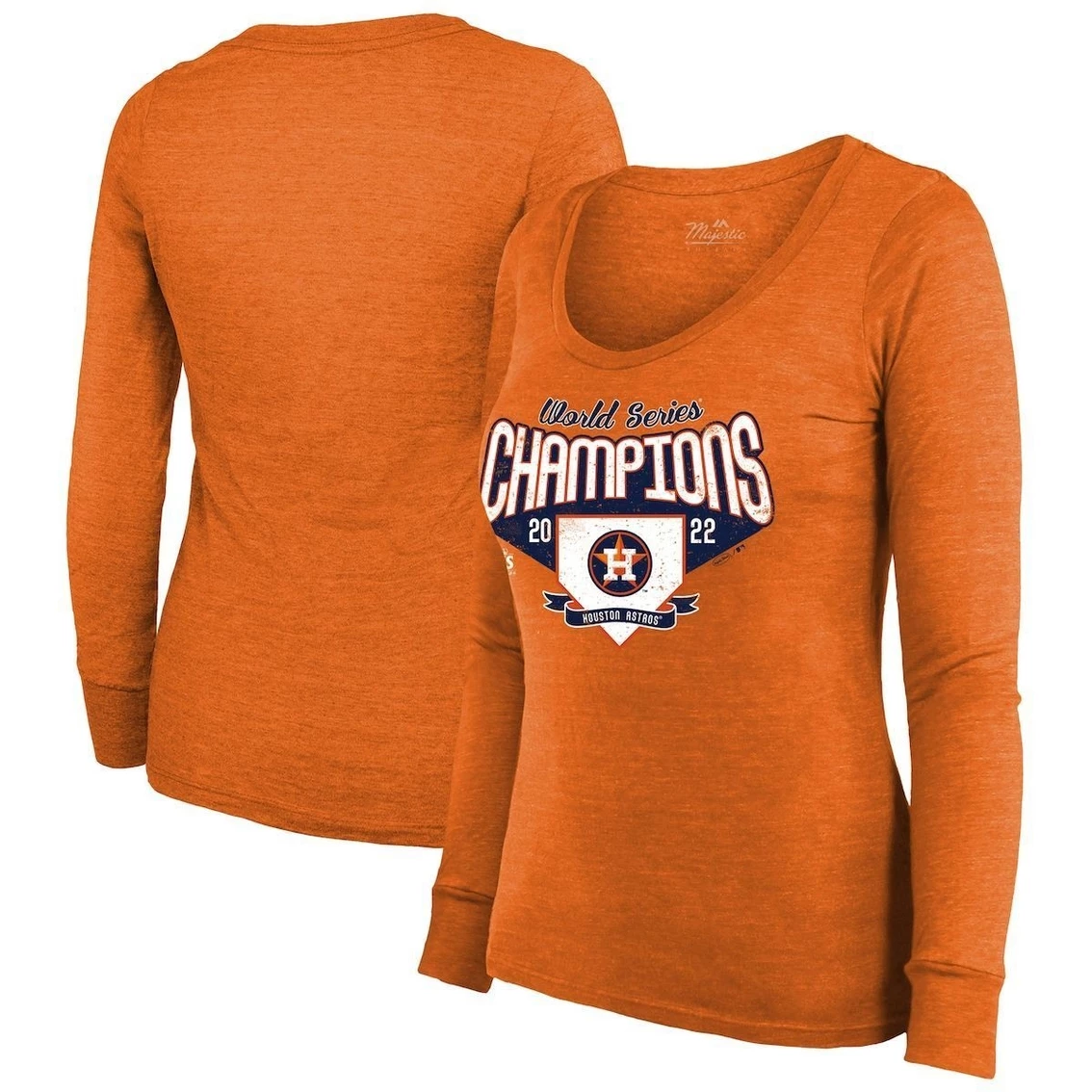 Brand new π Women's Majestic Threads Orange Houston Astros 2022 World Series Champions Prime Condition Long Sleeve Scoop Neck Tri-Blend T-Shirt π