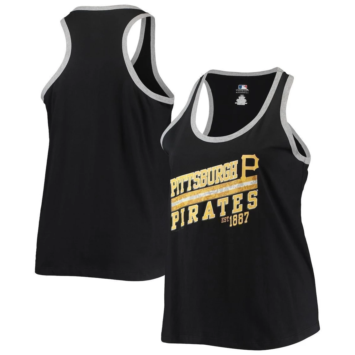 Cheap π Profile π© Women's Black Pittsburgh Pirates Plus Size Ringer Racerback Tank Top π