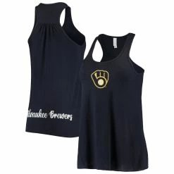 Buy ⌛ Women's Soft As A Grape Navy Milwaukee Brewers Front & Back Tank Top 🔔