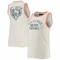 Best Sale 🥰 Women's Junk Food White/Orange Chicago Bears Throwback Pop Binding Scoop Neck Tank Top 🔔
