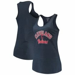 Budget 😉 Women's Soft As A Grape Navy Cleveland Indians Multicount Racerback Tank Top 💯