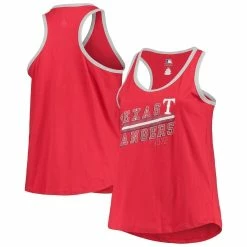 Budget ❤️ Profile 👩 Women's Red Texas Rangers Plus Size Ringer Racerback Tank Top 🔥