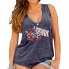 Promo 🤩 Womens Auburn Tigers Original Retro Brand Navy Blue Relaxed Henley Tank Top 👍