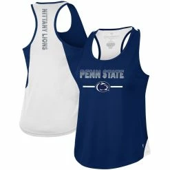 Hot Sale βοΈ Women's Colosseum Navy Penn State Nittany Lions Sachs 2-Hit Scoop Neck Racerback Tank Top π