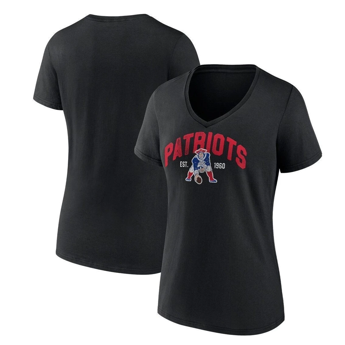 Coupon π Women's Fanatics Branded Black New England Patriots Plus Size Drop Back V-Neck T-Shirt π