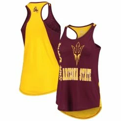 Buy π₯ Women's Colosseum Maroon/Gold Arizona State Sun Devils George Glass 2-Hit Scoop Neck Racerback Tank Top π