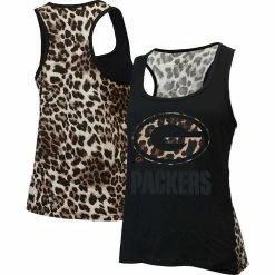 Cheapest π― Women's Majestic Threads Black Green Bay Packers Leopard Racerback Tank Top π€©