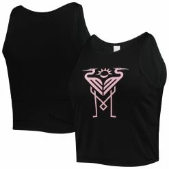 Outlet βοΈ Women's ZooZatz Black Inter Miami CF First Down Cropped Tank Top π