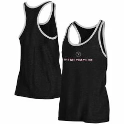 Discount 🤩 Women's 5th & Ocean By New Era Black/White Inter Miami CF Slub Ringer Racerback Tank Top 🎉