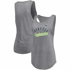 Outlet π Women's Fanatics Branded Heathered Gray Seattle Seahawks Quality Time Scoop Neck Tri-Blend Tank Top π―