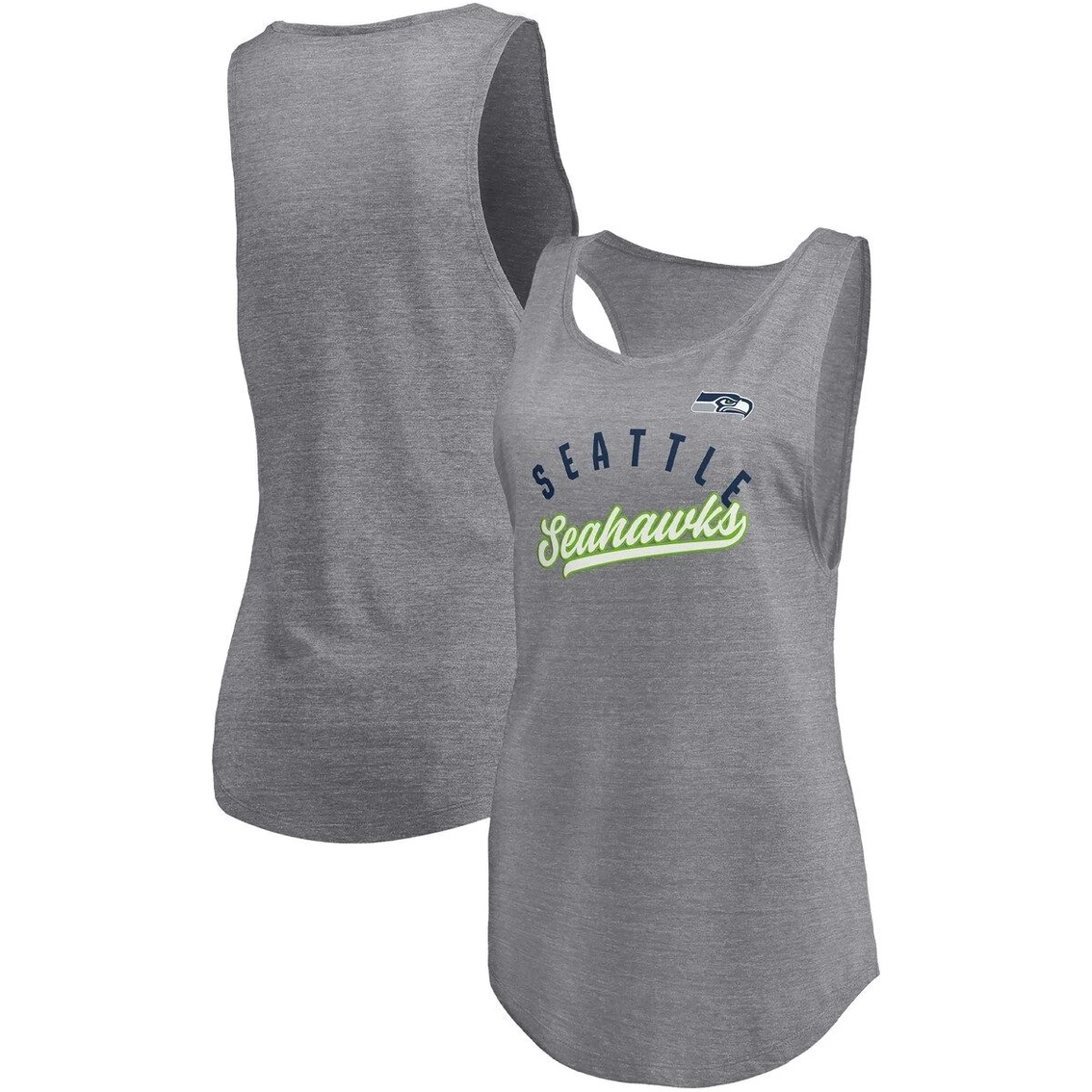 Outlet π Women's Fanatics Branded Heathered Gray Seattle Seahawks Quality Time Scoop Neck Tri-Blend Tank Top π―